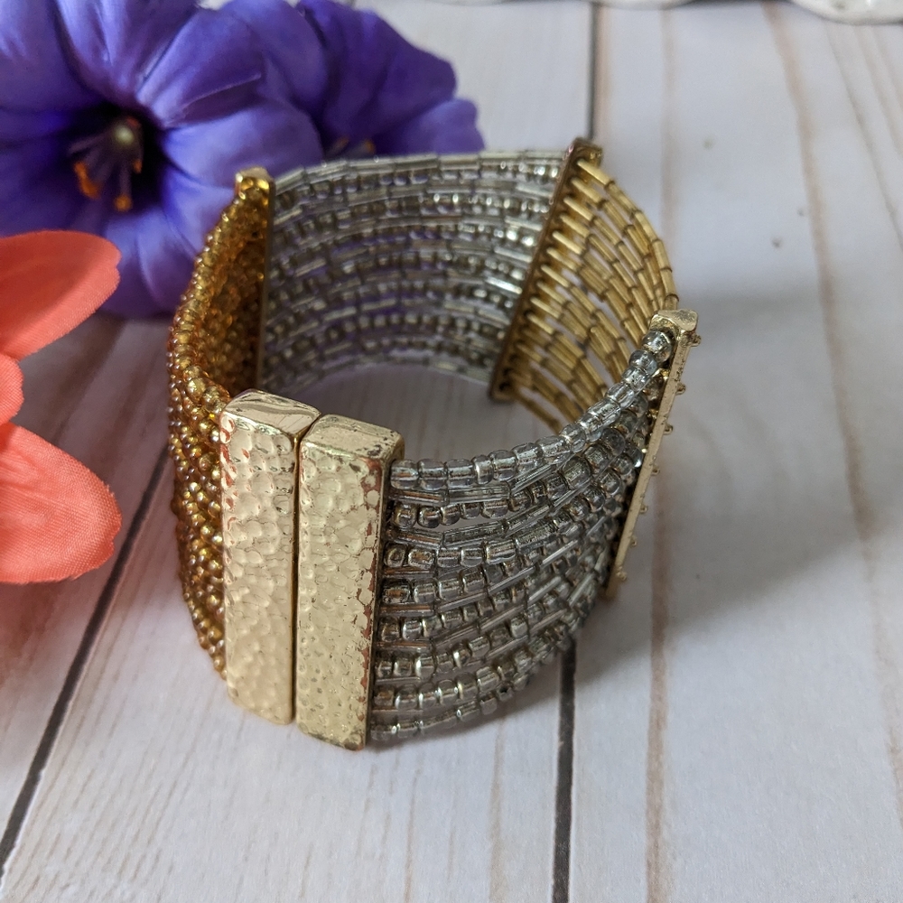 Silver and Gold Beaded Bracelet